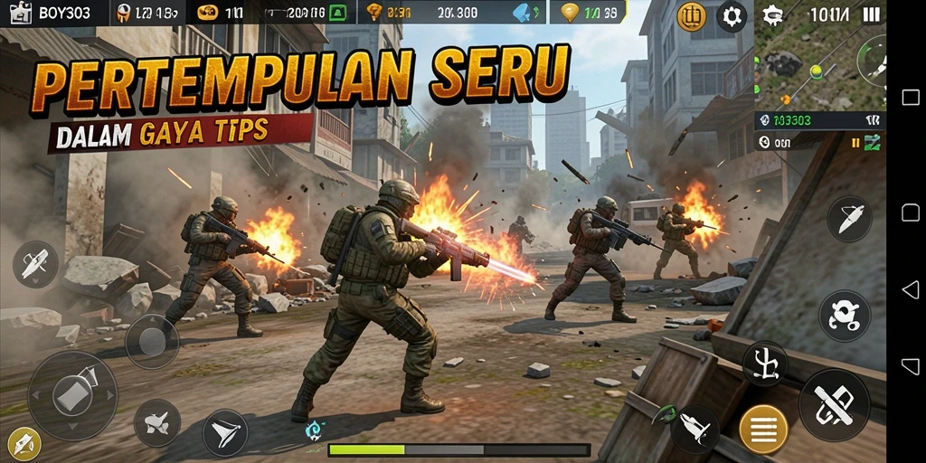 Tampilan gameplay seru dari BOY303 dengan aksi TPS yang mendebarkan.