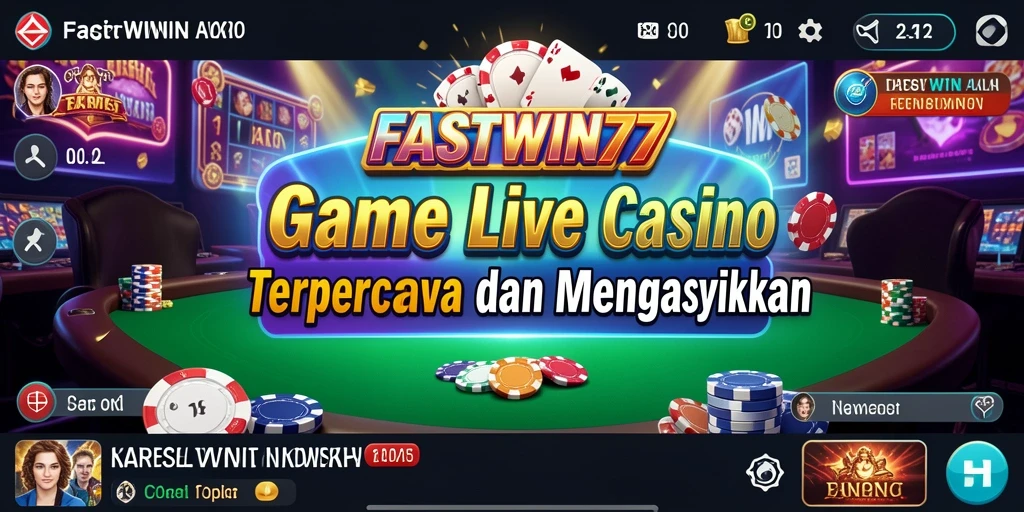 Screenshot permainan Live Casino FASTWIN77 menampilkan dealer yang profesional dan gameplay yang menarik.