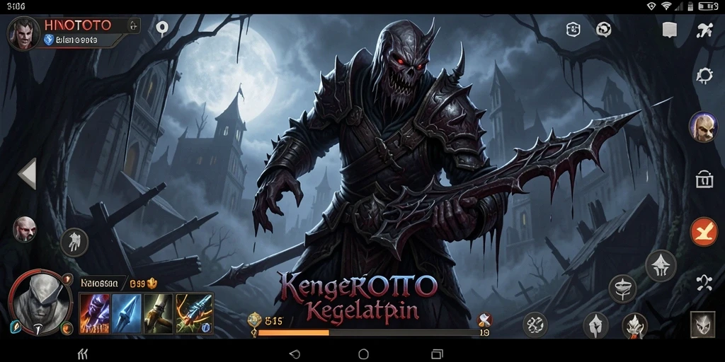 Screenshot gameplay HINOTOTO dengan suasana mencekam dan karakter yang menyeramkan.