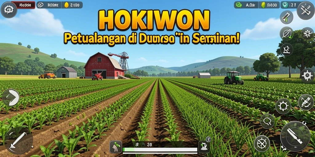 Tangkapan layar HOKIWON menampilkan gameplay bertani yang seru.