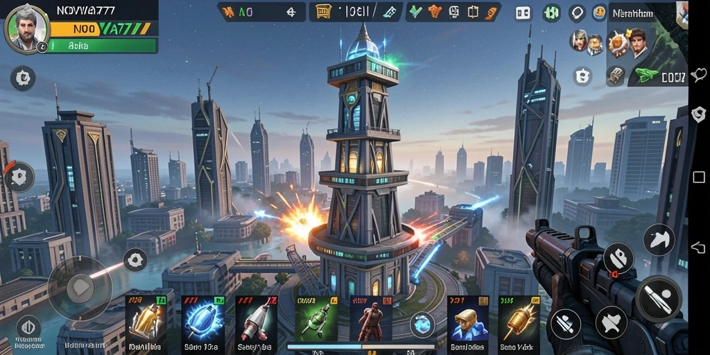 Screenshot gameplay LNOVA777 yang menggambarkan strategi Tower Defense.