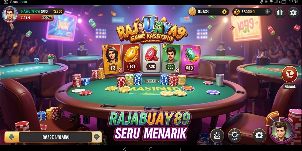 Screenshot utama RAJABUAYA89 menampilkan suasana kasino yang mendebarkan.