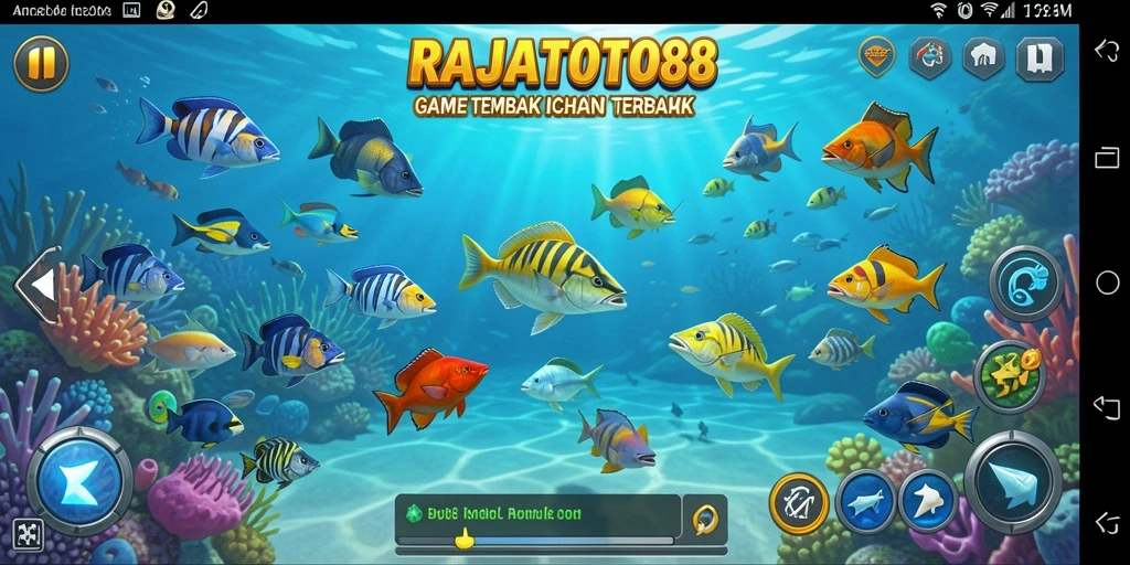 Screenshot menunjukkan momen menangkap ikan dengan senjata di RAJATOTO88.