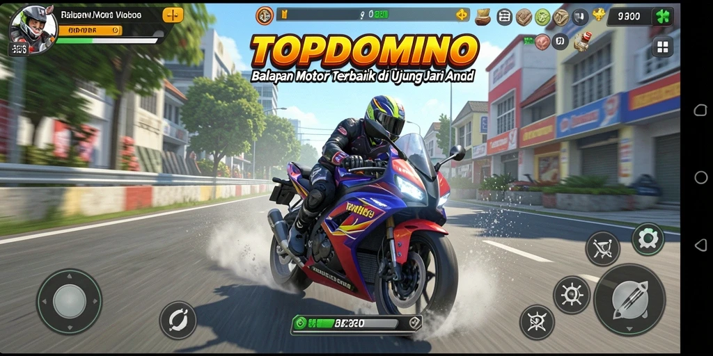 Tampilan gameplay menarik dari balapan motor di TOPDOMINO.